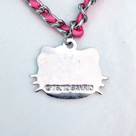 Sanrio Hello Kitty Charm Bracelet Metal Pink 2012 Rhinestone Kidcore Collectible - Picture 3 of 4